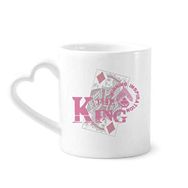Dıythinker 340 ml Kalp Saplı King Oyun Kartları Kumar Aletleri Desenli Kahve Seramik Kupa