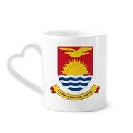 Dıythinker 340 ml Kalp Saplı Kiribati Okyanusya Ulusal Amblem Kahve Seramik Kupa