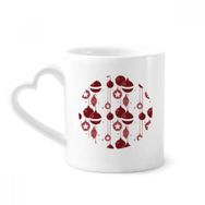 Dıythinker 340 ml Kalp Saplı Kırmızı Beyaz Dekorasyon Deseni Noel Kahve Seramik Kupa