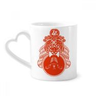 Dıythinker 340 ml Kalp Saplı Kırmızı Pekin Operası Maskesi Ay Kağıt Kesim Kahve Seramik Kupa