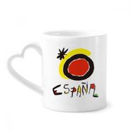Dıythinker 340 ml Kalp Saplı Kırmızı Sarı Güneş Işığı Espanol Kahve Seramik Kupa