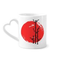 Dıythinker 340 ml Kalp Saplı Kırmızı Siyah Japonya Soyut Fırça Kahve Seramik Kupa