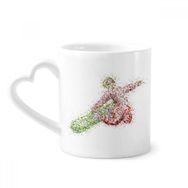 Dıythinker 340 ml Kalp Saplı Kış Spor Kaykay Suluboya Desenli Kahve Seramik Kupa