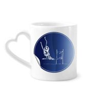 Dıythinker 340 ml Kalp Saplı Kış Sporları Kayak Desenli Kahve Seramik Kupa