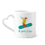 Dıythinker 340 ml Kalp Saplı Kış Sporları Kayak Tahtası İllüstrasyon Kahve Seramik Kupa