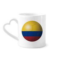 Dıythinker 340 ml Kalp Saplı Kolombiya Ulusal Bayrağı Futbol Futbol Kahve Seramik Kupa