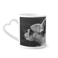 Dıythinker 340 ml Kalp Saplı Köpek Evcil Hayvan Hayvan Gri Resim Kahve Seramik Kupa