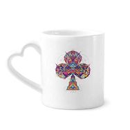 Dıythinker 340 ml Kalp Saplı Kulüp Oyun Kartları Geometrik Desenli Kahve Seramik Kupa