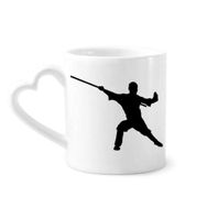 Dıythinker 340 ml Kalp Saplı Kung Fu Dövüş Sanatı Çin Shaolin Stick Kahve Çömlekçilik Seramik Kupa