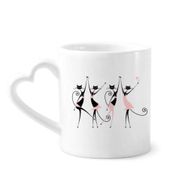 Dıythinker 340 ml Kalp Saplı Kutlamak Parti Şerefe Kedi Kahve Seramik Kupa