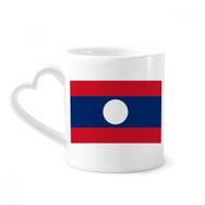 Dıythinker 340 ml Kalp Saplı Laos Ulusal Bayrağı Asya Ülke Kahve Seramik Kupa