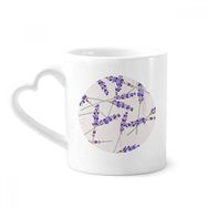 Dıythinker 340 ml Kalp Saplı Lavanta Çiçekleri Bitki Boyama Dekorasyon Kahve Kupaları Seramik Kupa