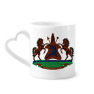 Dıythinker 340 ml Kalp Saplı Lesotho Afrika Ulusal Amblemi Kahve Seramik Kupa