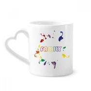 Dıythinker 340 ml Kalp Saplı Lgbt Gökkuşağı Bayrağı Aile Kahve Seramik Kupa