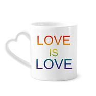 Dıythinker 340 ml Kalp Saplı Lgbt Gökkuşağı Bayrağı Love Is Love Kahve Seramik Kupa