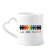 Dıythinker 340 ml Kalp Saplı Lgbt Gökkuşağı Bayrağı We Are Family Kahve Seramik Kupa