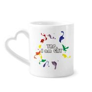 Dıythinker 340 ml Kalp Saplı Lgbt Gökkuşağı Bayrağı Yap I Am Gay Kahve Seramik Kupa