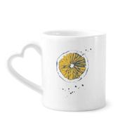Dıythinker 340 ml Kalp Saplı Limon Meyvesi Suluboya İllüstrasyon Desenli Kahve Seramik Kupa