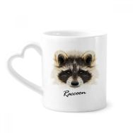 Dıythinker 340 ml Kalp Saplı Little Mischievous Kahverengi Rakun Hayvan Kahve Seramik Kupa