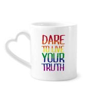 Dıythinker 340 ml Kalp Saplı Live Your Truth Lgbt Gökkuşağı Bayrağı Kahve Seramik Kupa