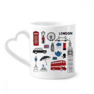 Dıythinker 340 ml Kalp Saplı London Big Ben Kabini Yağmur Posta Kutusu Kahve Seramik Kupa