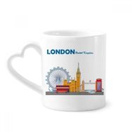 Dıythinker 340 ml Kalp Saplı Londra Gözü Çift Katlı Otobüsler Grafiti Kahve Seramik Kupa