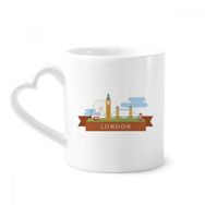Dıythinker 340 ml Kalp Saplı Londra Köprüsü UK Big Ben Londra Gözü Kahve Seramik Kupa