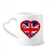 Dıythinker 340 ml Kalp Saplı Love Heart UK İngiltere Simgesi Kahve Seramik Kupa