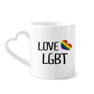 Dıythinker 340 ml Kalp Saplı Love Lgbt Gökkuşağı Mürekkep Kalp Kahve Seramik Kupa