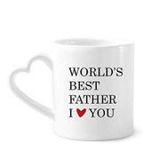 Dıythinker 340 ml Kalp Saplı Love You Best Father Dad Festival Alıntı Kahve Seramik Kupa