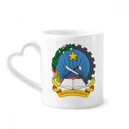 Dıythinker 340 ml Kalp Saplı Luanda Angola Ulusal Amblem Kahve Seramik Kupa