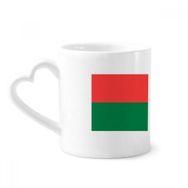 Dıythinker 340 ml Kalp Saplı Madagaskar Ulusal Bayrağı Afrika Ülke Kahve Seramik Kupa