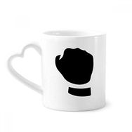 Dıythinker 340 ml Kalp Saplı Make A Fist Jest Silüet Desenli Kahve Seramik Kupa