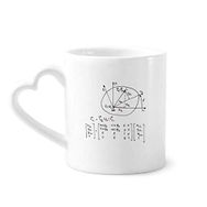 Dıythinker 340 ml Kalp Saplı Matematik Kowledge Daire Kahve Seramik Kupa