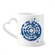 Dıythinker 340 ml Kalp Saplı Mavi Hedef Tasarım Yuvarlak İllüstrasyon Desenli Kahve Seramik Kupa