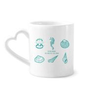 Dıythinker 340 ml Kalp Saplı Mavi Hippocampus Deniz Yaşamı Desenli Kahve Seramik Kupa
