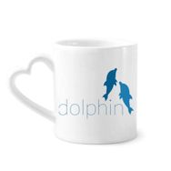 Dıythinker 340 ml Kalp Saplı Mavi Okyanus Docile İki Yunus Kahve Seramik Kupa