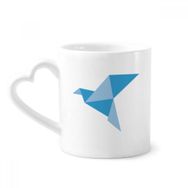 Dıythinker 340 ml Kalp Saplı Mavi Origami Soyut Güvercin Desenli Kahve Seramik Kupa