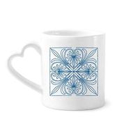 Dıythinker 340 ml Kalp Saplı Mavi Talavera Stil Desenli Dekoratif Kahve Seramik Kupa