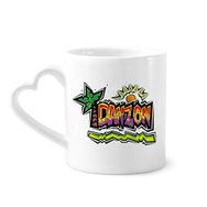 Dıythinker 340 ml Kalp Saplı Meksika Kültürü Elment Pembe Danzon Sloganlı Kahve Seramik Kupa