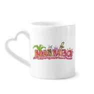 Dıythinker 340 ml Kalp Saplı Meksika Kültürü Elment Pembe Mambo Sloganlı Kahve Seramik Kupa
