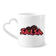 Dıythinker 340 ml Kalp Saplı Meksika Kültürü Elment Pembe Salsa Sloganlı Kahve Seramik Kupa