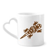 Dıythinker 340 ml Kalp Saplı Meksika Totems Gecko Kertenkele Antik Medeniyet Kahve Seramik Kupa