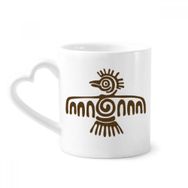 Dıythinker 340 ml Kalp Saplı Meksika Totems Kel Kartal Antik Medeniyet Kahve Seramik Kupa