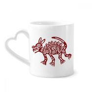 Dıythinker 340 ml Kalp Saplı Meksika Totems Vahşi Hayvan Antik Medeniyet Kahve Seramik Kupa