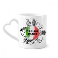 Dıythinker 340 ml Kalp Saplı Meksika Ulusal Bayrağı Kaktüs Eskiz Kahve Kupaları Çömlekçilik Seramik Kupa