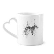 Dıythinker 340 ml Kalp Saplı Meksika Zebra Basit Siyah ve Beyaz Kahve Seramik Kupa