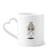 Dıythinker 340 ml Kalp Saplı Melek Bastet Kanat Halo Yıldız Kahve Seramik Kupa