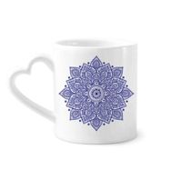 Dıythinker 340 ml Kalp Saplı Menekşe Dekoratif Klasik Çiçek Desenli Kahve Seramik Kupa