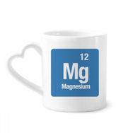 Dıythinker 340 ml Kalp Saplı Mg Magnezyum Kimyasal Element Kimya Kahve Seramik Kupa